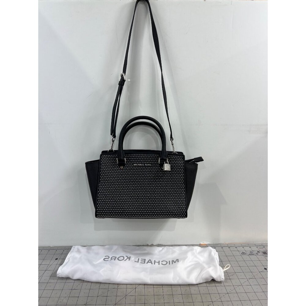 Michael Kors Black Studded Satchel Crossbody Bag w/Handles Strap  ~~minty~~
